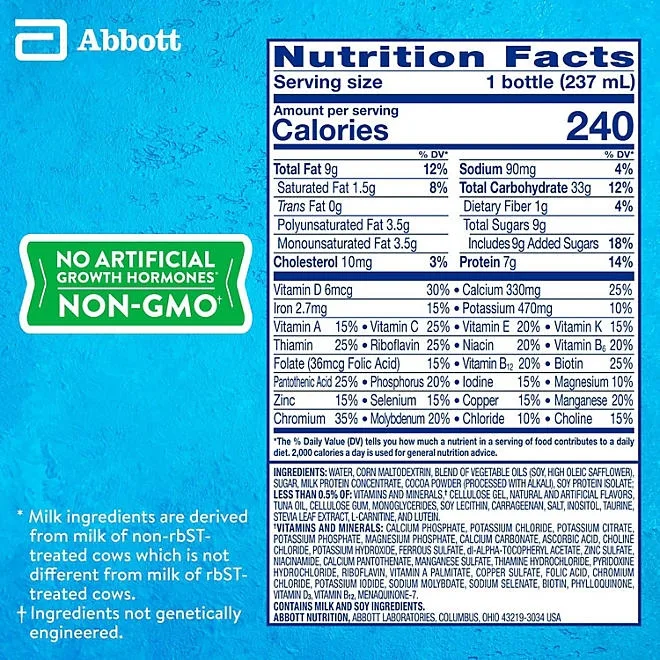 PediaSure Grow and Gain Nutrition Shake for Kids, Chocolate, 8 fl. oz., 24 pk. 3