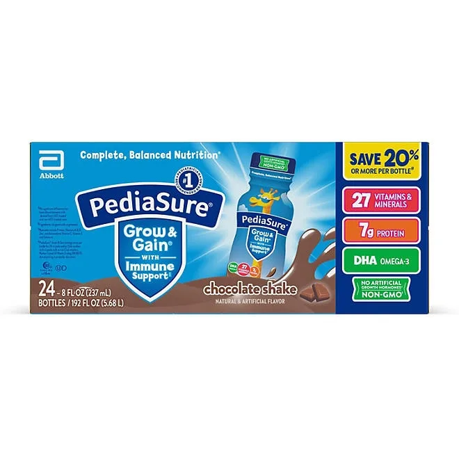 PediaSure Grow and Gain Nutrition Shake for Kids, Chocolate, 8 fl. oz., 24 pk. 2