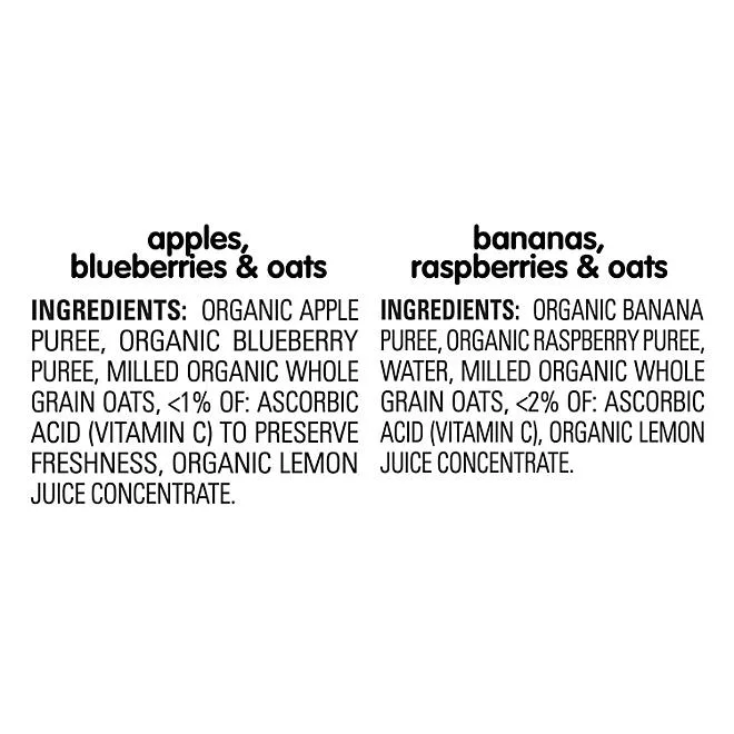 HappyBABY Organics Clearly Crafted Fruit & Oat Pouches, Variety Pack, 12 ct., 4 oz. 5