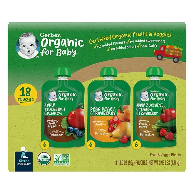Gerber Organic 2nd Foods Pouch Variety Pack, 3.5 oz., 18 ct. 2