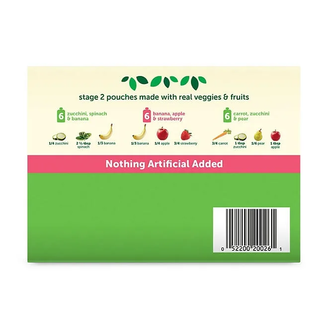Beech-Nut Veggies and Fruities Stage 2 Baby Food Pouch, Variety Pack, 3.5 oz., 18 ct. 4