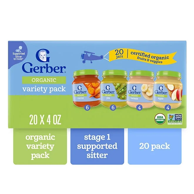 Gerber 1st Foods Organic Baby Food, Fruit & Veggie Value Pack, 4 oz., 20 ct. 3