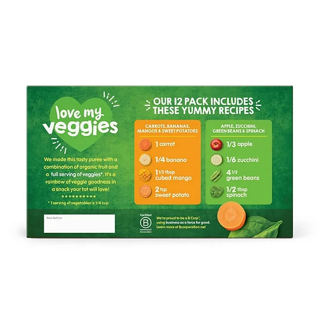 HappyTOT Organics Love My Veggies, Variety Pack, Stage 4 Pouch, 4.22 oz., 12 ct. 5