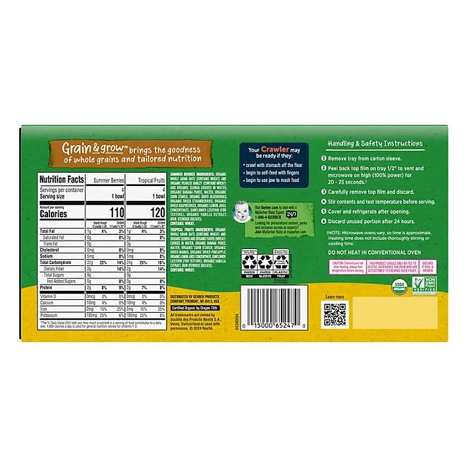 Gerber Organic Grain & Grow Morning Bowls, Variety Pack, 4.5 oz., 8 ct. 5