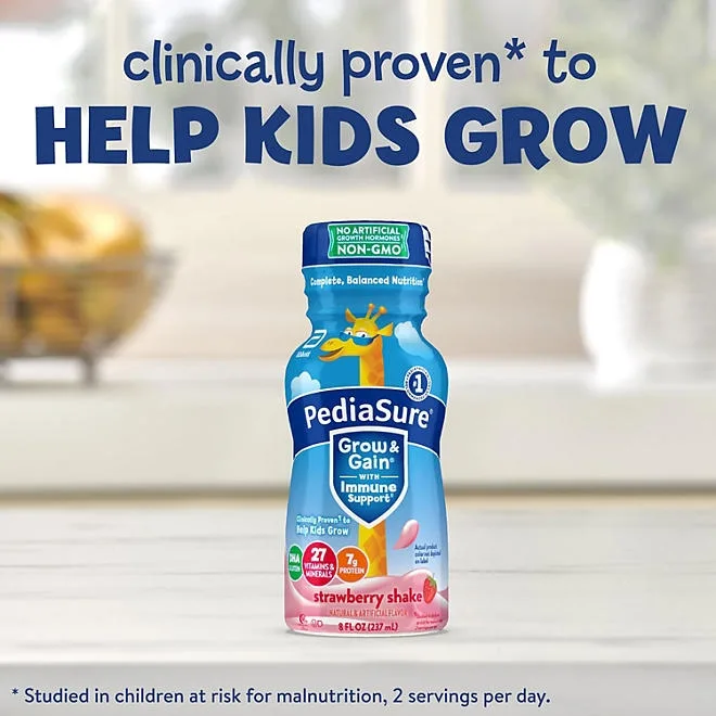 PediaSure Grow and Gain Nutrition Shake for Kids, Strawberry, 8 fl. oz., 24 pk. 4