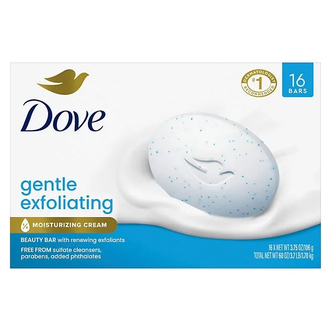 Dove Gentle Exfoliating Bar Soap, 3.75 oz., 16 ct. 2