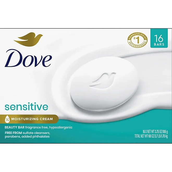 Dove Beauty Bar Soap, Sensitive Skin, 3.75 oz., 16 ct. 2