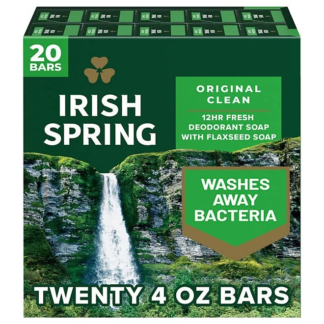 Irish Spring Bar Soap, Original Clean, 4 oz., 20 ct. 2
