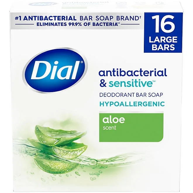 Dial Antibacterial Bar Soap, Aloe Scent, 4 oz., 16 ct. 2