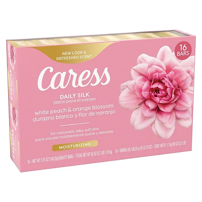 Caress Silkening Daily Silk Beauty Bar, White Peach & Orange Blossom, 3.75 oz., 16 ct. 2