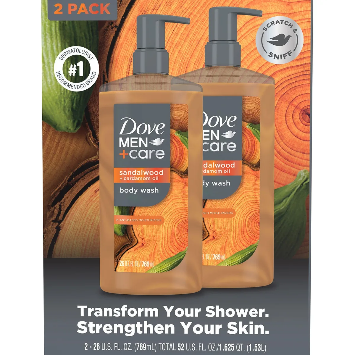 Dove Men+Care Sandalwood Body Wash, 26 fl. oz., 2 pk.