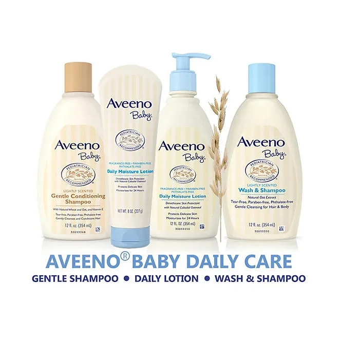 Aveeno Baby Daily Moisture Lotion with Pump, 24hr Protection 18 fl. oz., 2 pk. 4