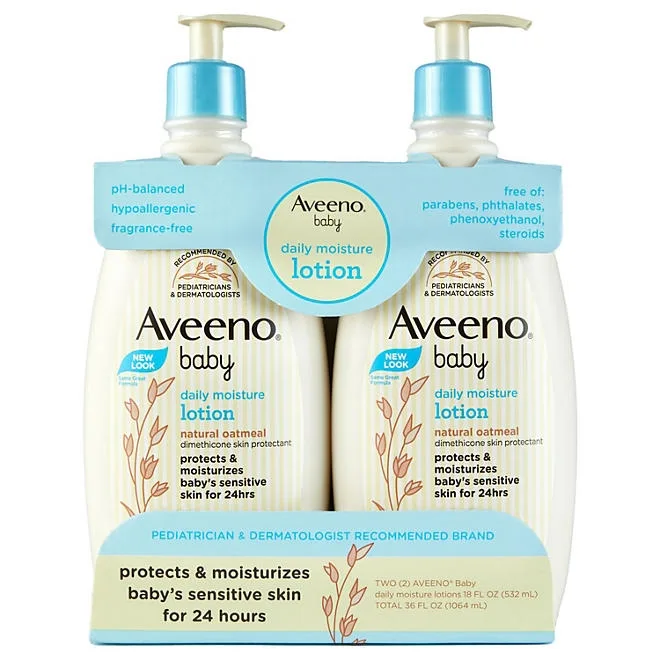 Aveeno Baby Daily Moisture Lotion with Pump, 24hr Protection 18 fl. oz., 2 pk. 2