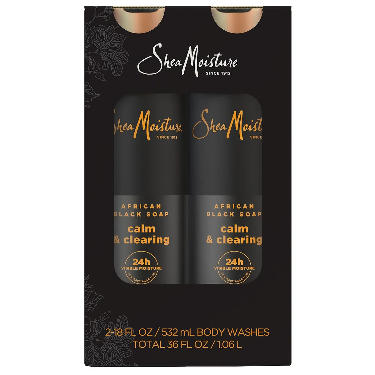 Shea Moisture African Black Soap Calm and Clearing Body Wash, 18 fl. oz., 2pk.