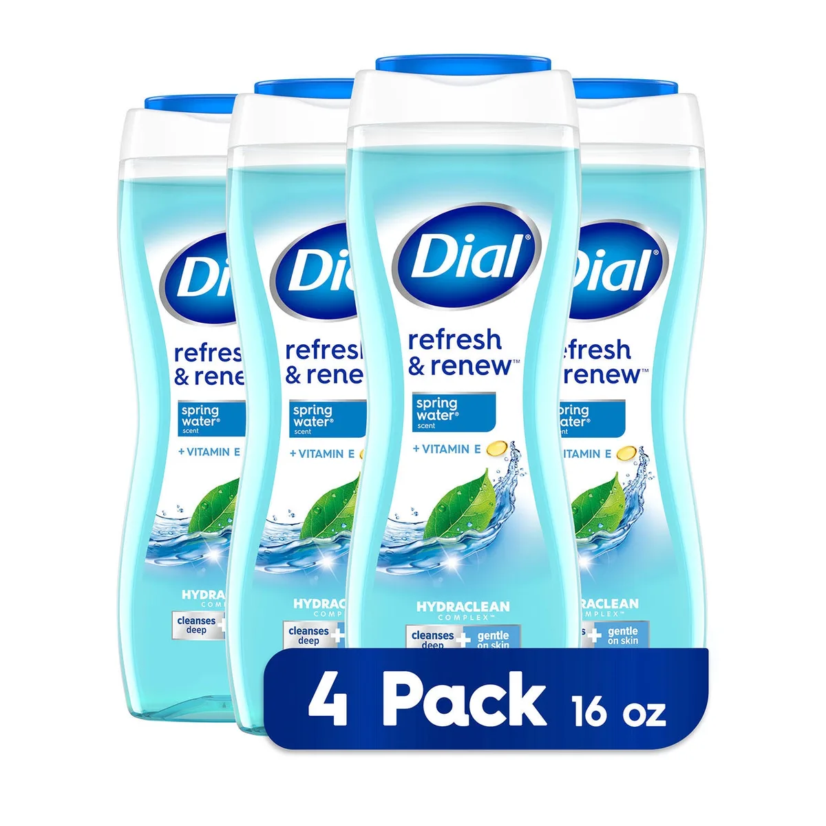 Dial Refresh & Renew Body Wash, Spring Water, 16 oz., 4 pk.