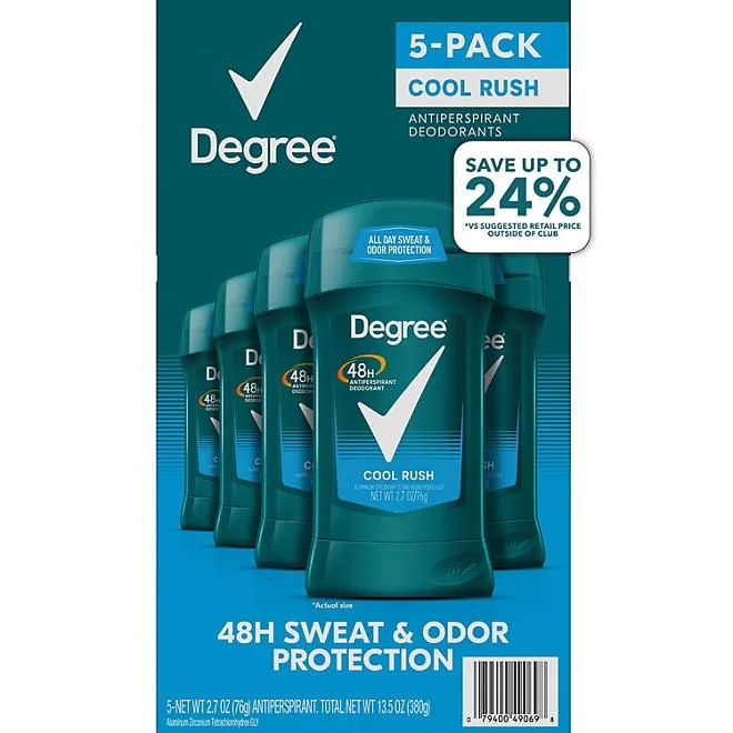 Degree Men Dry Protection Antiperspirant, Cool Rush, 2.7 oz., 5 pk. 2
