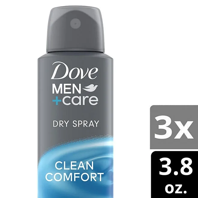 Dove Men's+Care Clean Comfort Antiperspirant Deodorant Dry Spray, 3.8 oz., 3 pk. 3