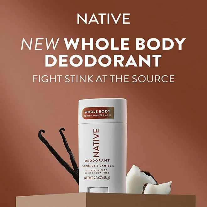 Native Whole Body Aluminum-Free Deodorant, Coconut & Vanilla, 2.3oz., 3pk. 4