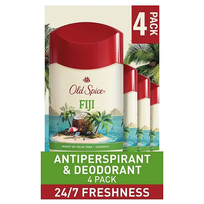 Old Spice Fiji Antiperspirant Deodorant, Palm Tree + Coconut, 2.6 oz., 4 pk. 2