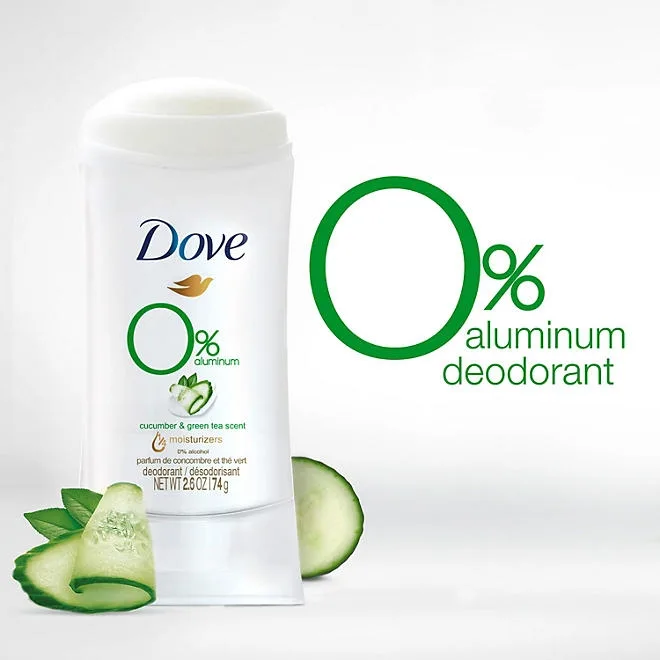 Dove 0% Aluminum Deodorant, Cucumber and Green Tea., 2.6 oz., 4 pk. 4