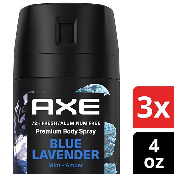 AXE Premium Deodorant Body Spray, Blue Lavender, 4 oz., 3 pk. 3