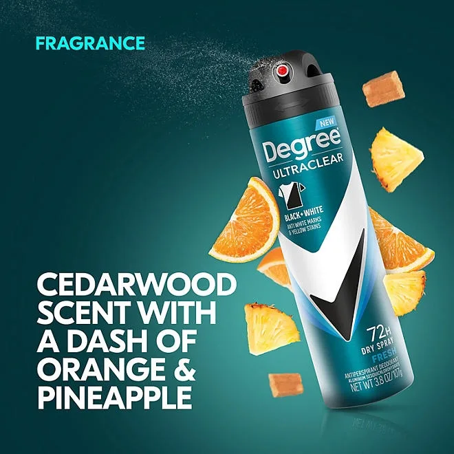 Degree for Men Ultraclear Black+White Deodorant Dry Spray, Fresh, 4.8 oz., 3 pk. 5