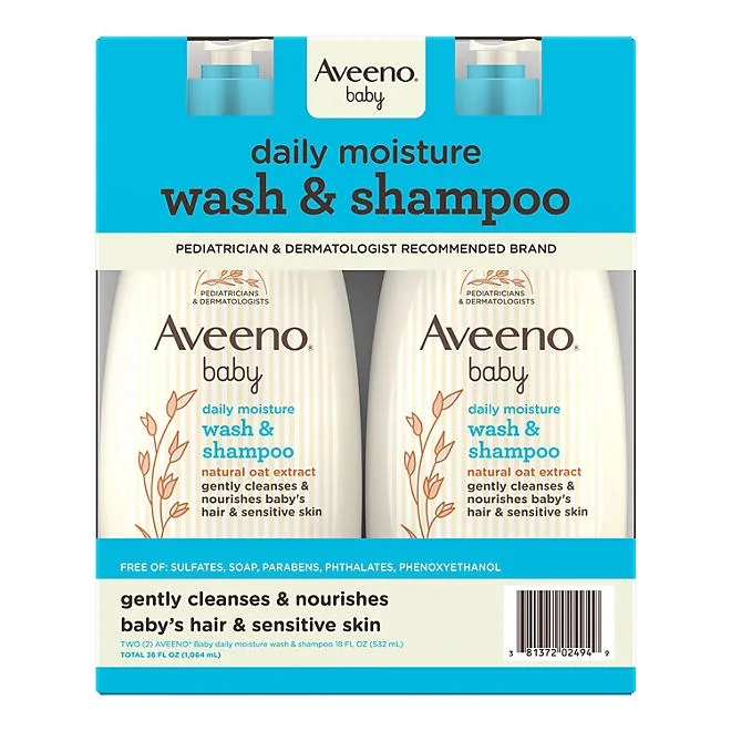 Aveeno Baby 2-in-1 Wash and Shampoo, 18 fl. oz., 2 pk. 2