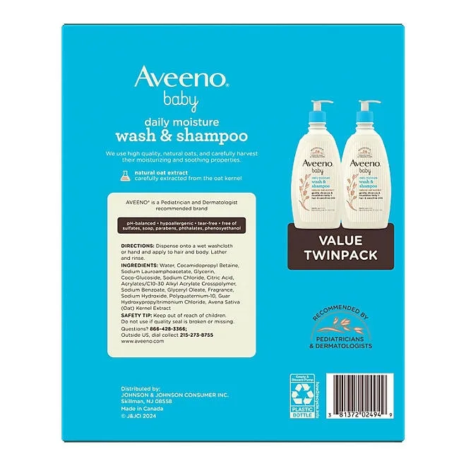 Aveeno Baby 2-in-1 Wash and Shampoo, 18 fl. oz., 2 pk. 3