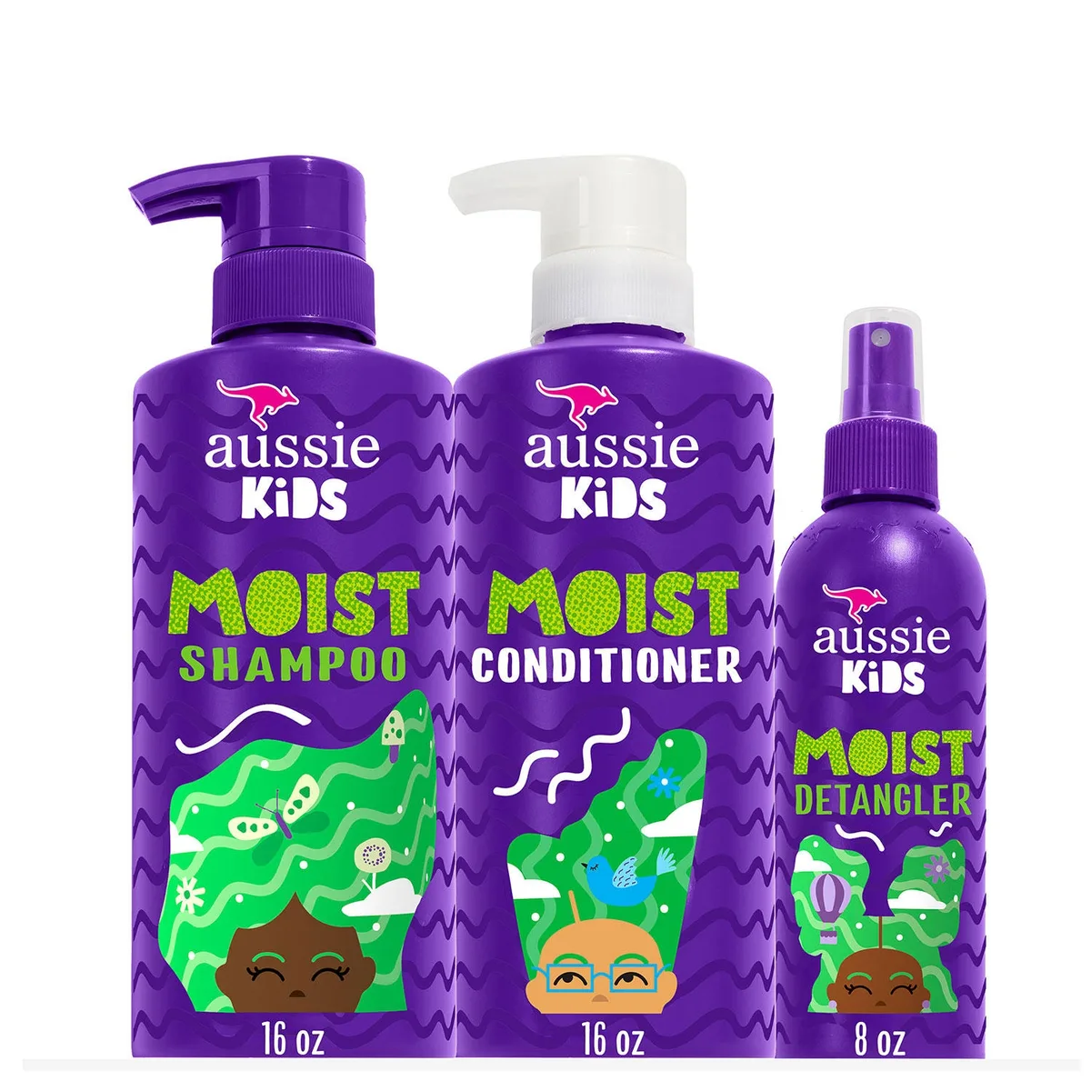 Aussie Kids Moist Shampoo, Conditioner and Detangler Kit