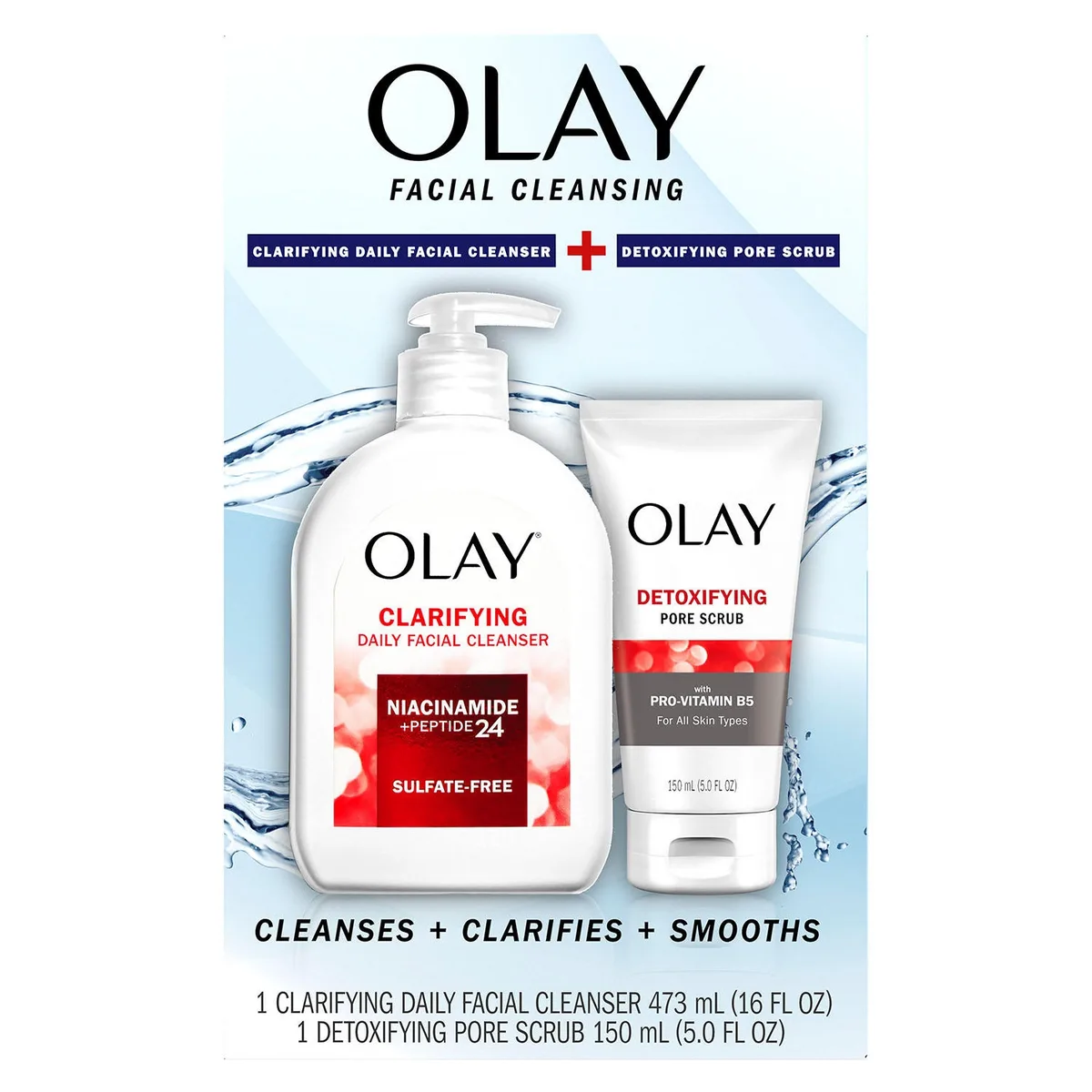 Olay Facial Cleanser and Detoxifying Pore Scrub Duo Kit