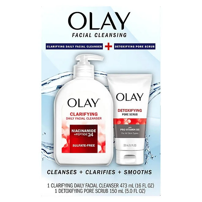 Olay Facial Cleanser and Detoxifying Pore Scrub Duo Kit 2