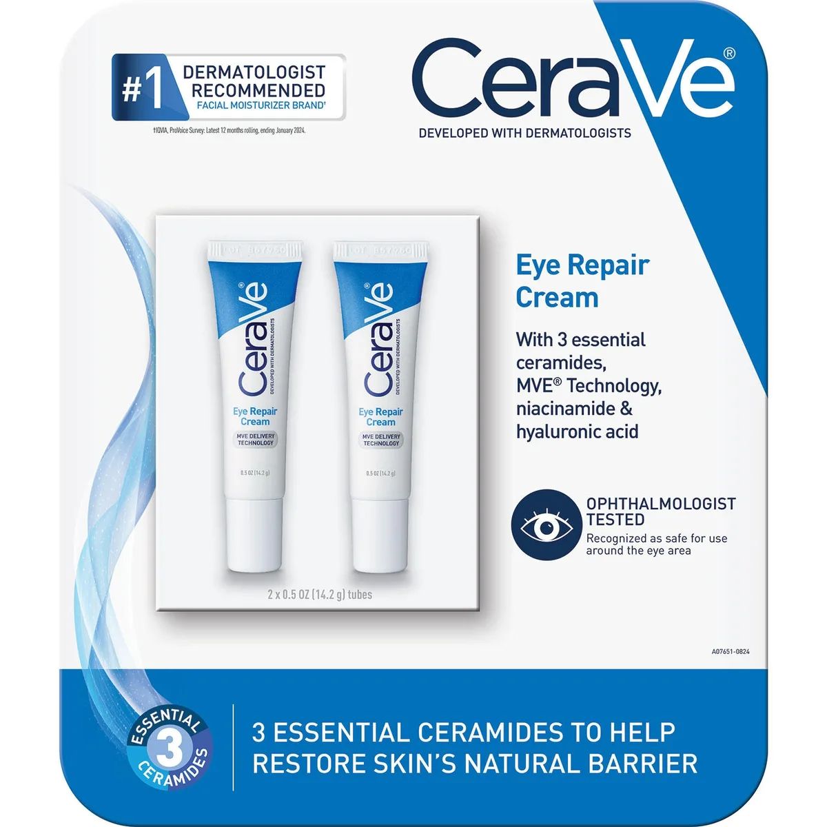 CeraVe Eye Repair Cream for Dark Circles & Puffiness, .5 oz., 2 pk.
