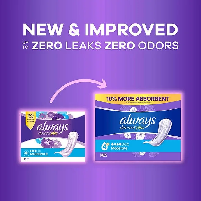 Always Discreet plus Incontinence Pads for Women, Moderate, 153 ct. 3