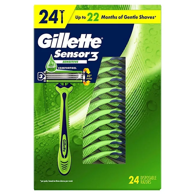 Gillette Sensor3 Sensitive Men's Disposable Razor, 24 ct. 3