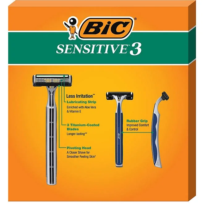 BIC Sensitive 3 Disposable Razors for Men, 3 Blade, 21 ct. 3