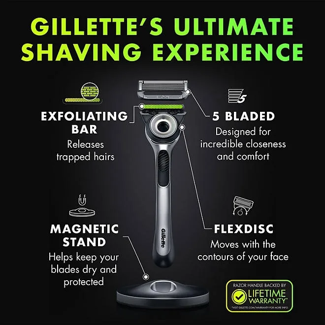 GilletteLabs Men's Razor with Exfoliating Bar - 1 Handle, 7 Refills, 1 Premium Magnetic Stand 3