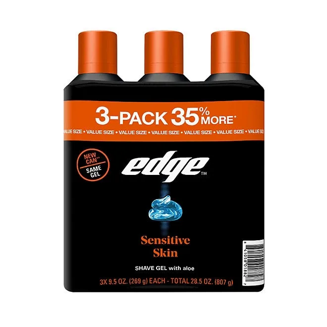 Edge Sensitive Skin Shaving Gel for Men, 9.5 oz., 3 pk. 2