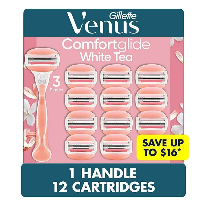 Venus Comfortglide Women's Razor Handle + 12 Cartridges, White Tea 2