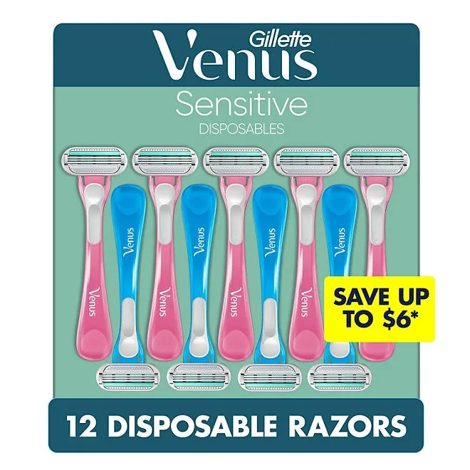 Venus Sensitive Disposable Razors for Women, 12 ct. 2