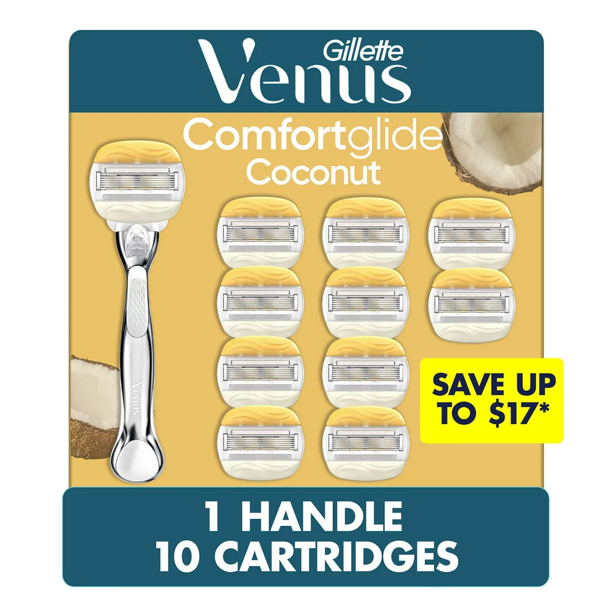 Venus Comfortglide Women's Razor, 5 Blade, Handle + 10 Cartridges