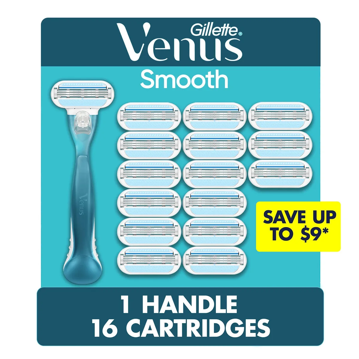 Venus Original Smooth Women's Razor, 3 Blade, Handle + 16 Cartridges