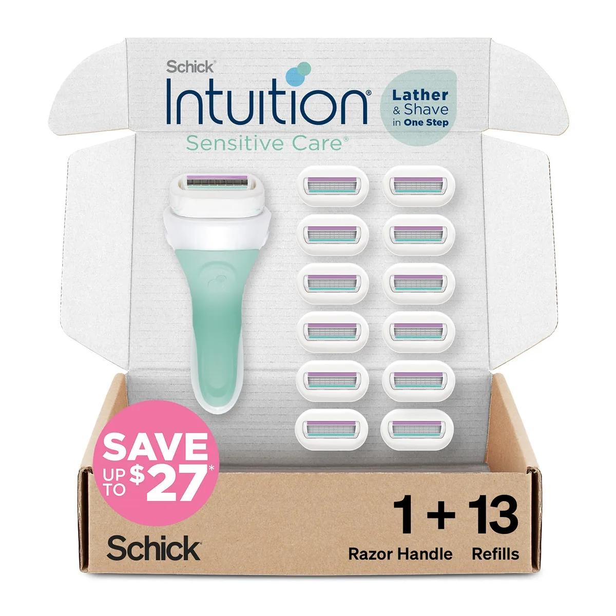 Schick Intuition Sensitive Razor, Handle + 13 Refills