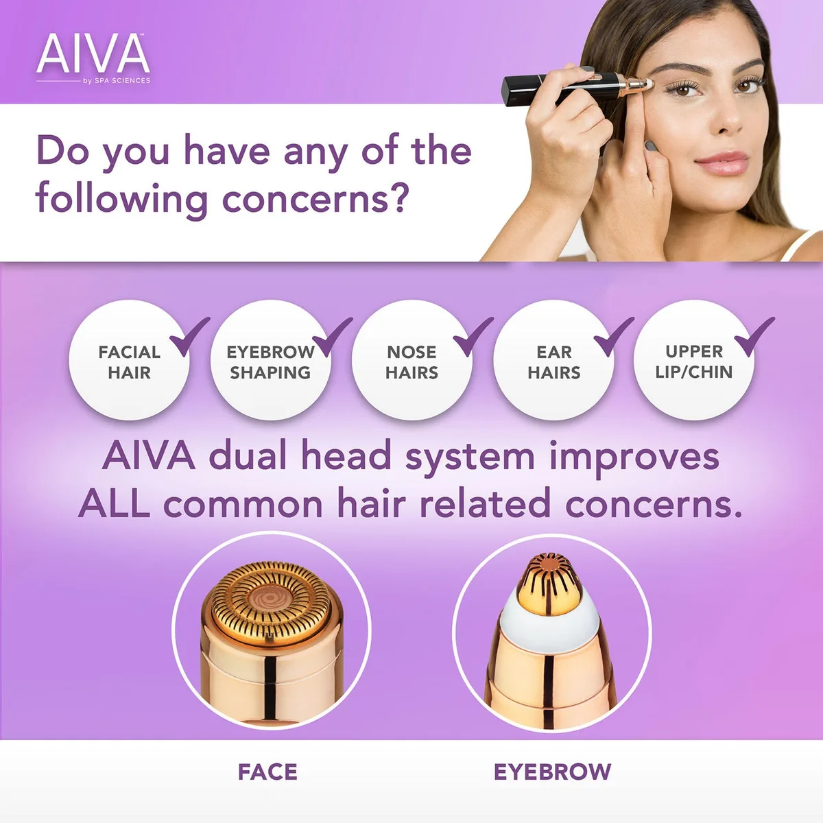 Spa Sciences AIVA Facial Hair Remover & Trimmer, Choose Your Color 2