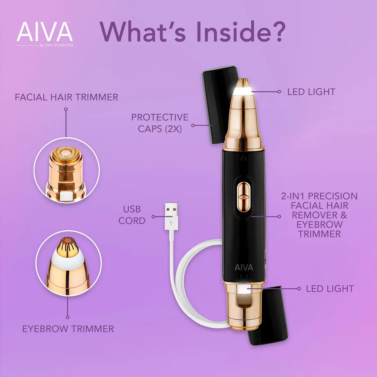 Spa Sciences AIVA Facial Hair Remover & Trimmer, Choose Your Color 5
