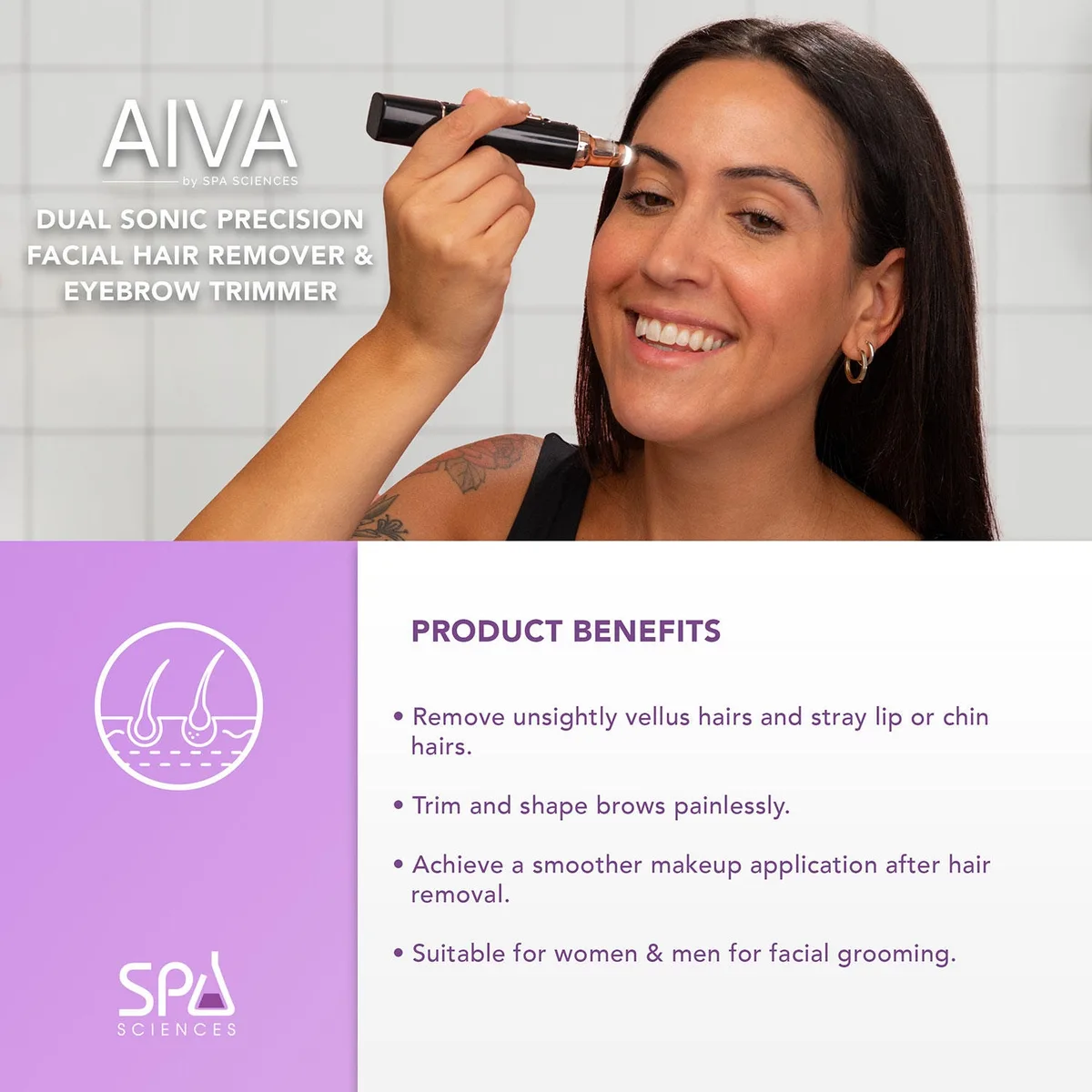 Spa Sciences AIVA Facial Hair Remover & Trimmer, Choose Your Color 3
