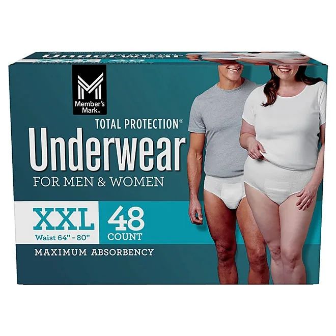Member's Mark Total Protection Incontinence Underwear for Men and Women, Size - XXL, 48 ct. 2