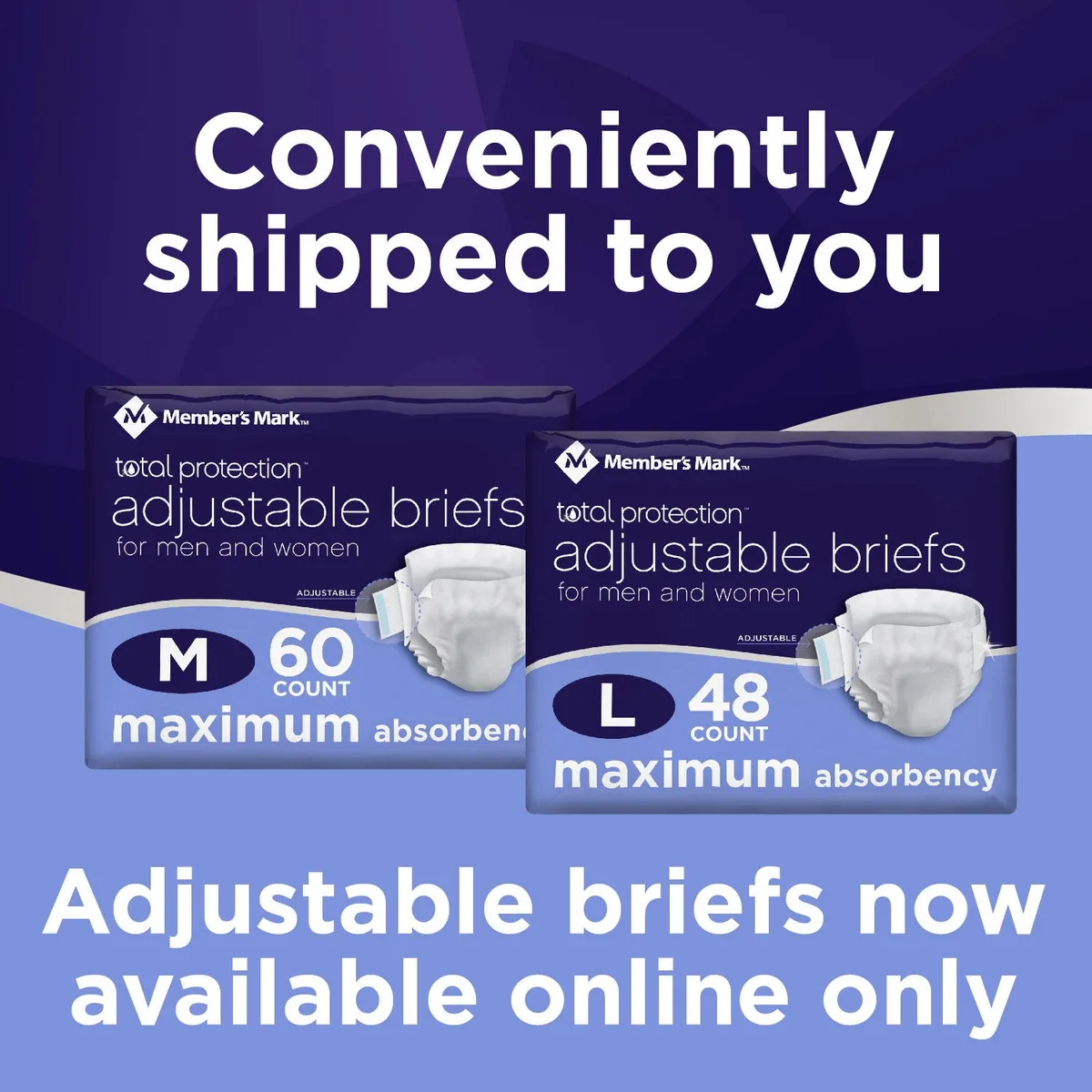 Member's Mark Total Protection Unisex Briefs - Choose Your Size 2