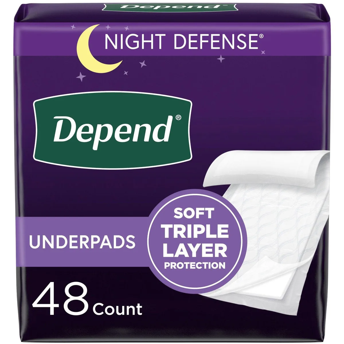 Depend Underpads Disposable Incontinence Bed Pads, 48 ct.