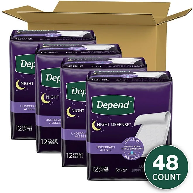 Depend Underpads Disposable Incontinence Bed Pads, 48 ct. 3
