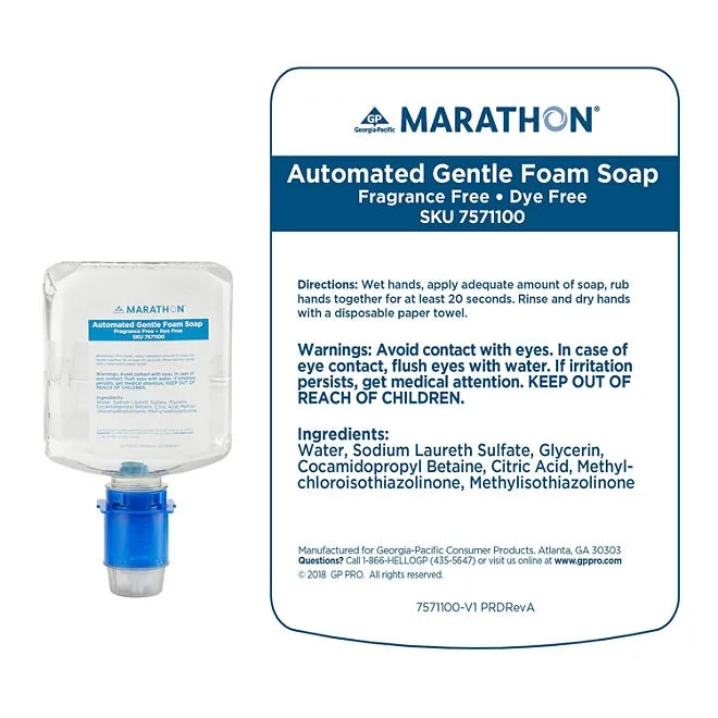 Marathon Gentle Foam Hand Soap Refill, Fragrance-Free (1,000 ml) 4